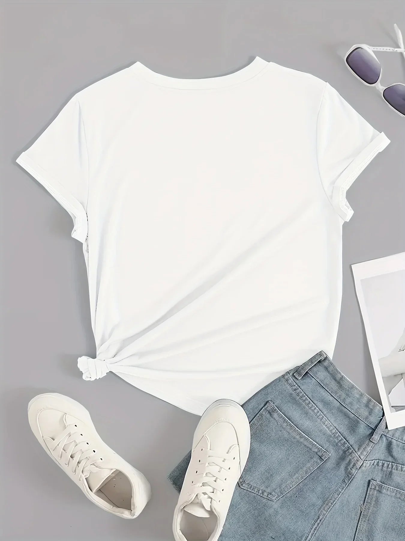 Letters and Angels Round Neck Women's T-shirt Short Sleeves Fashion Printed Half-sleeve Top Versatile & Simple Style