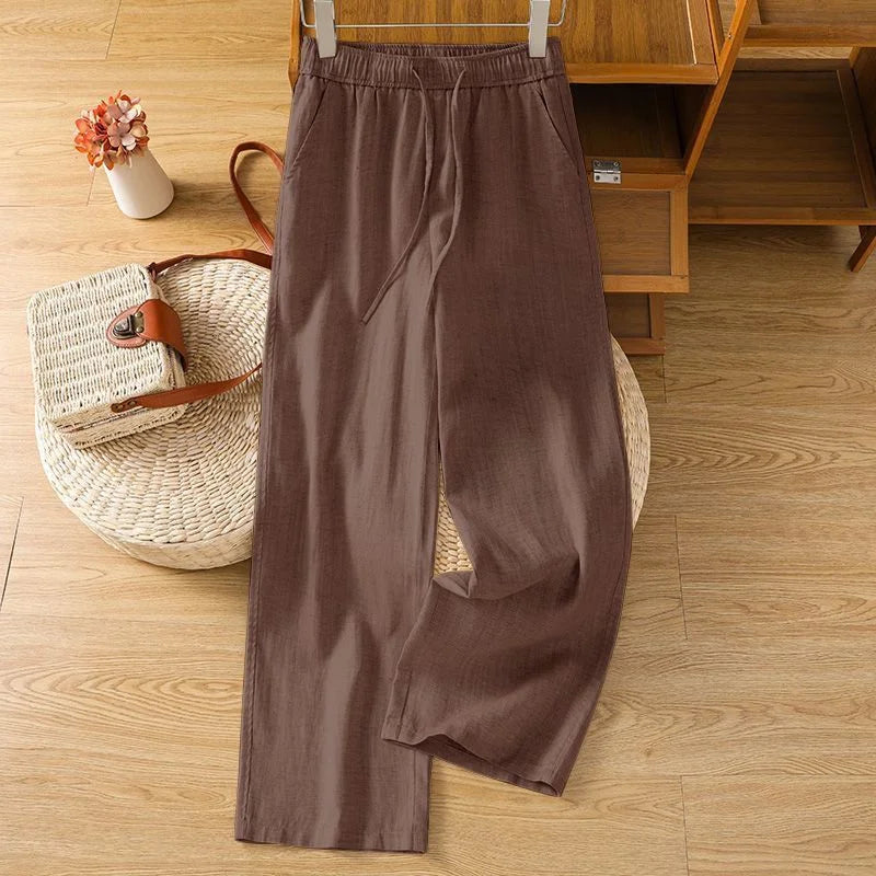 White Wide Leg Pants Women Summer High Waist Relaxed Fit Casual Trousers Loose Floor Length