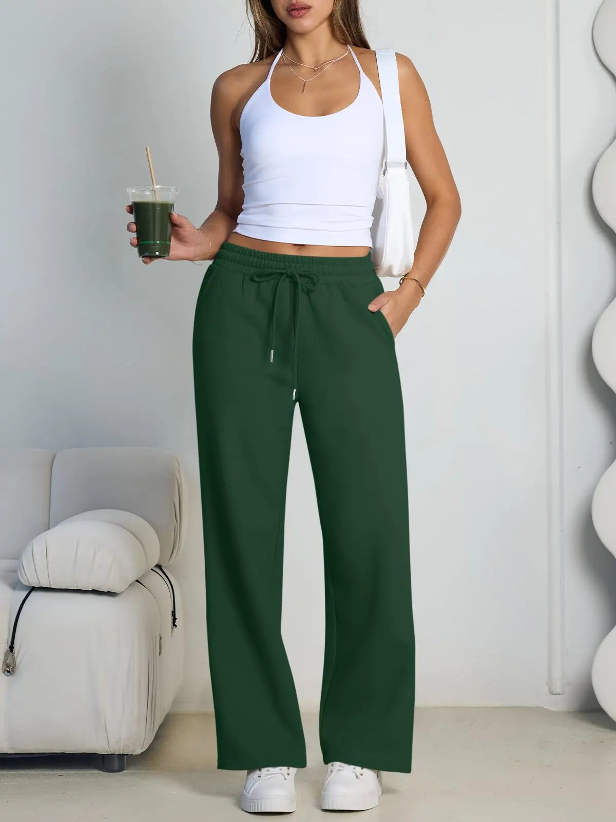 2026 New Harajuku Wide Leg Sweatpants Women Streetwear Baggy Oversize Gray Sports Pants Woman Drawstring Casual Joggers Trousers