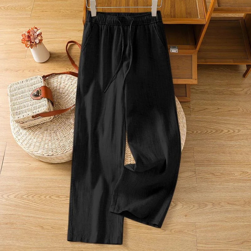 White Wide Leg Pants Women Summer High Waist Relaxed Fit Casual Trousers Loose Floor Length