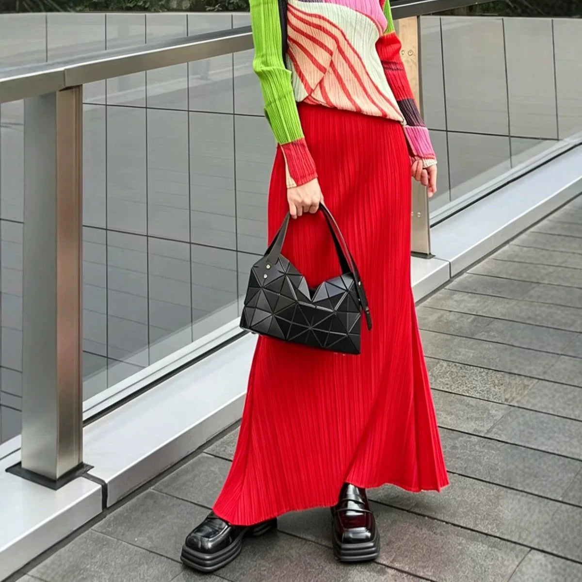 Miyake Pleated Women's Casual Skirt 2026 New Japanese Design Irregular Elastic Waist Loose Versatile Elegant Fishtail Skirt