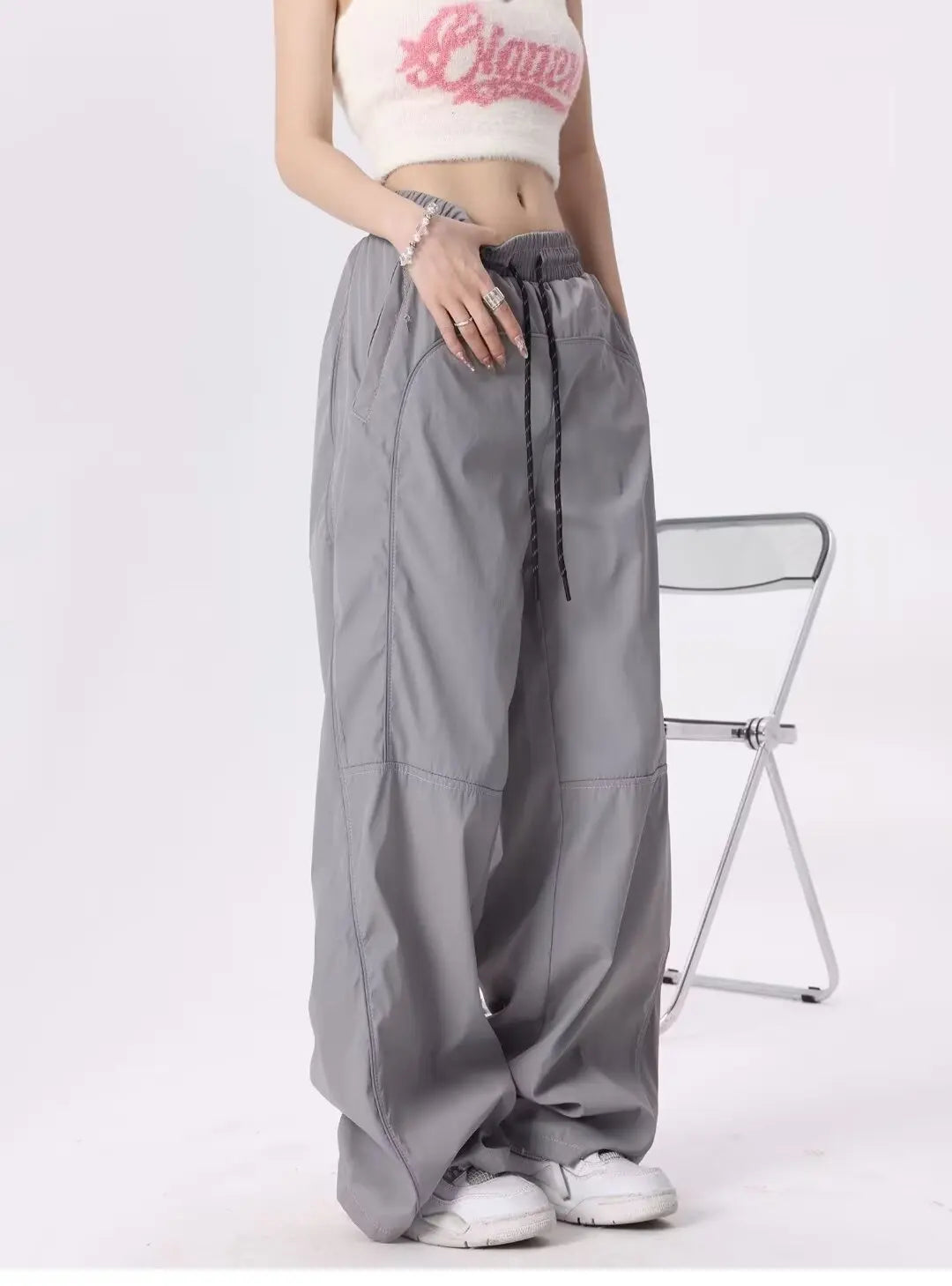 American Vintage Drawstring Design Cargo Pants Women Street Casual Popular Y2k Pants Women New Hip-hop All-match Woman Trousers