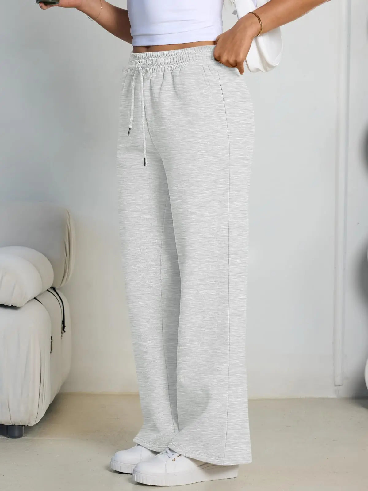 2026 New Harajuku Wide Leg Sweatpants Women Streetwear Baggy Oversize Gray Sports Pants Woman Drawstring Casual Joggers Trousers