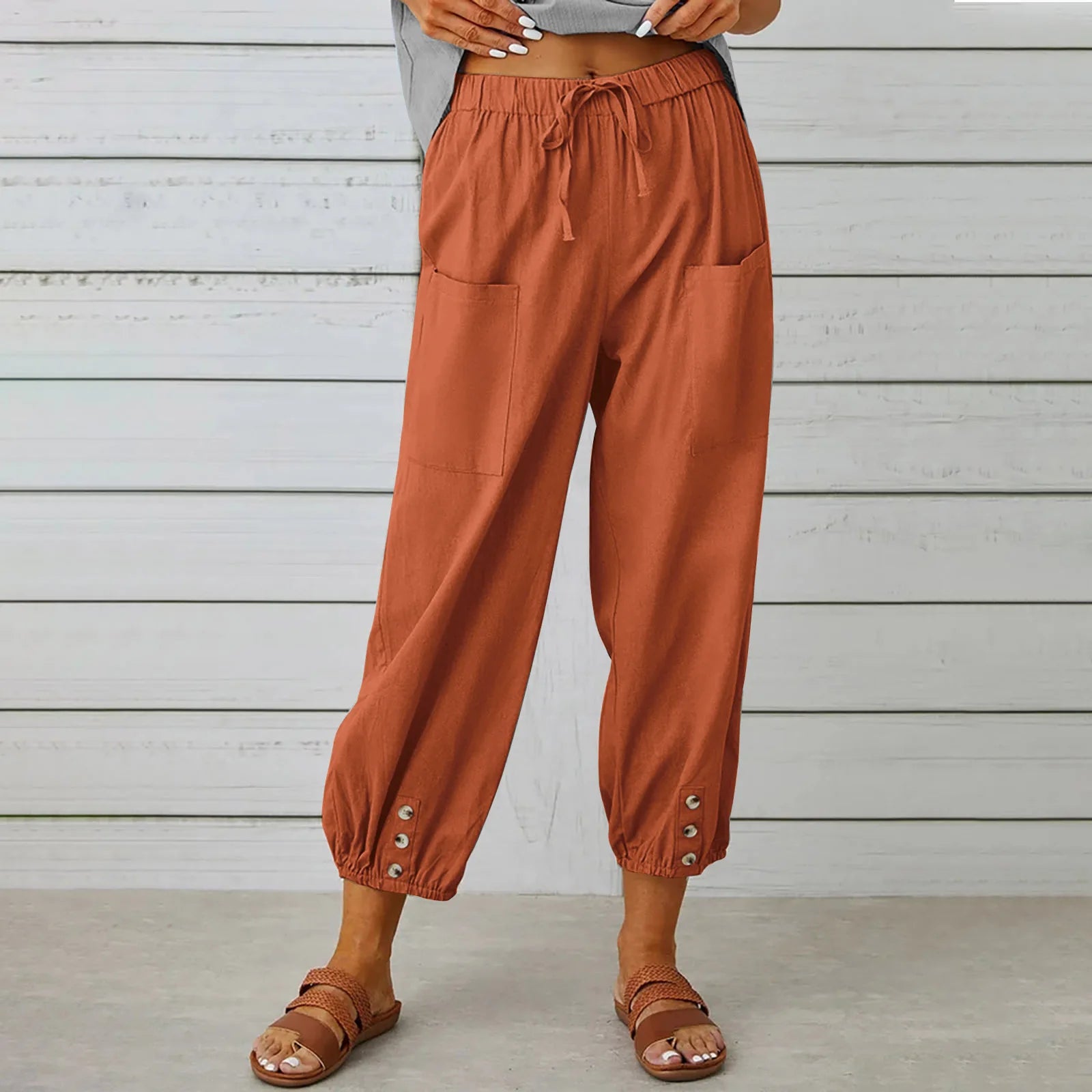 2025 Summer Cotton Linen Wide Leg Pants for Women Pants Full Length Casual Pants Female Solid Loose High Waist Straight Trousers