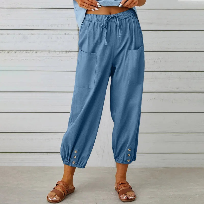 2025 Summer Cotton Linen Wide Leg Pants for Women Pants Full Length Casual Pants Female Solid Loose High Waist Straight Trousers