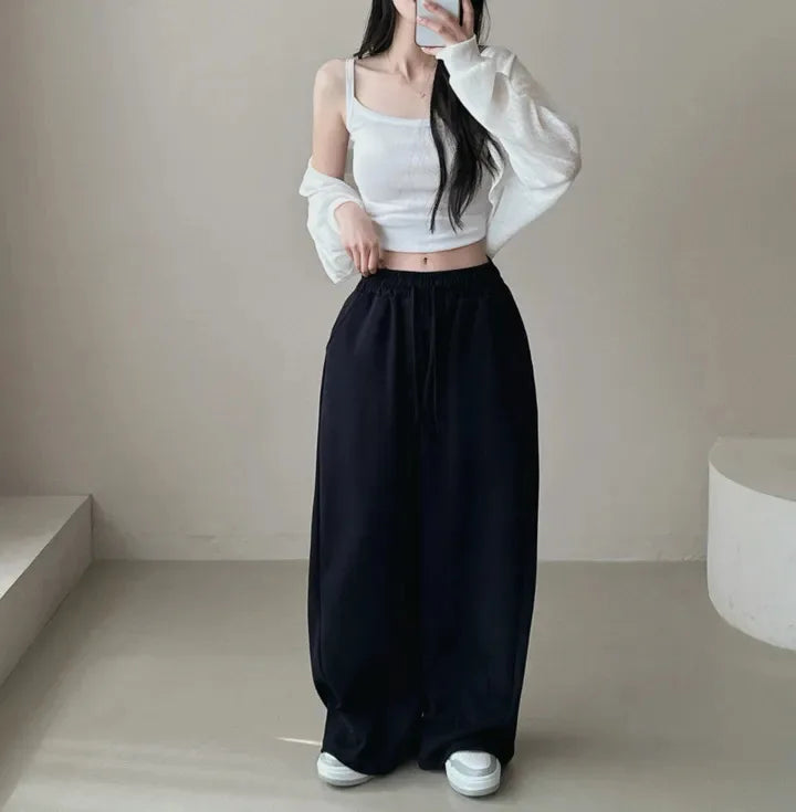 Y2k Drawstring Printing Sweatpants Women Bf Hip Hop Women Fashion Streetwear Sports Trousers Loose Casual Wide Leg Pants