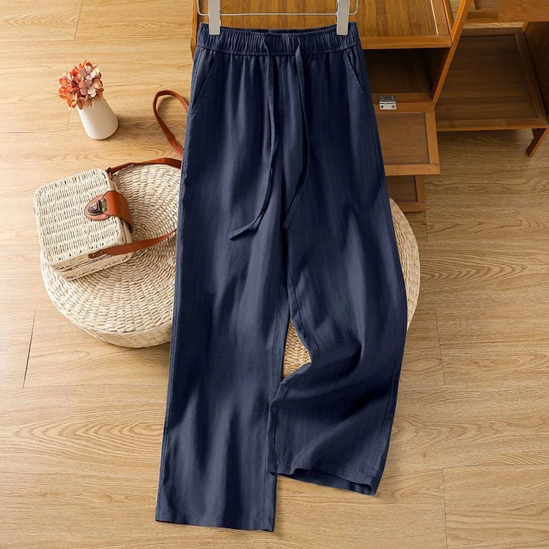 White Wide Leg Pants Women Summer High Waist Relaxed Fit Casual Trousers Loose Floor Length