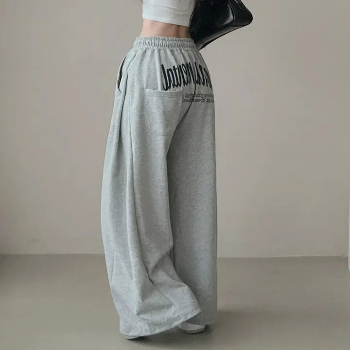 Y2k Drawstring Printing Sweatpants Women Bf Hip Hop Women Fashion Streetwear Sports Trousers Loose Casual Wide Leg Pants